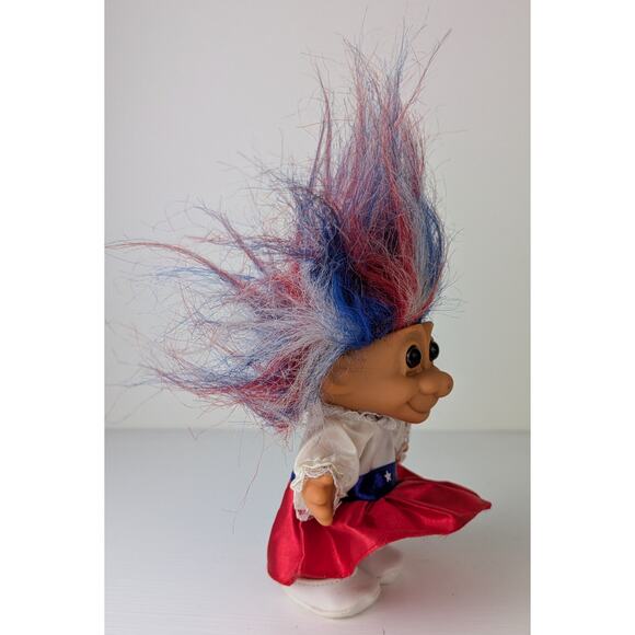 VTG Russ Lucky Troll Doll w/ Tags 5" Girl United States Red White Blue Patriotic - Picture 4 of 7